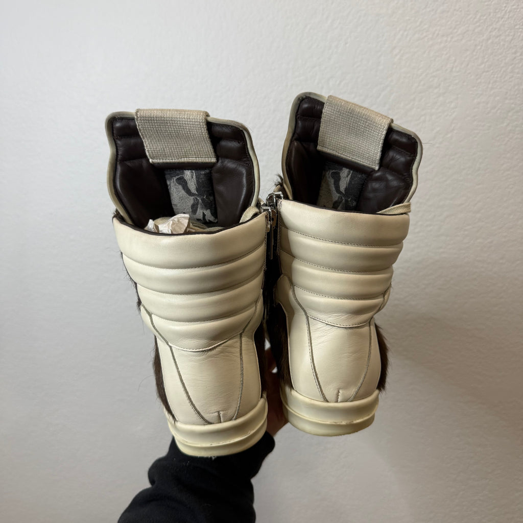 Rick Owens Brown Fur Pony Hair Geobasket - Size 40.5 (7.5)