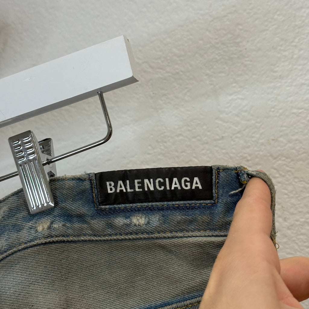 Balenciaga Mud Season Embroidered Reverse Pocket Denim Jeans - Size XL (36)