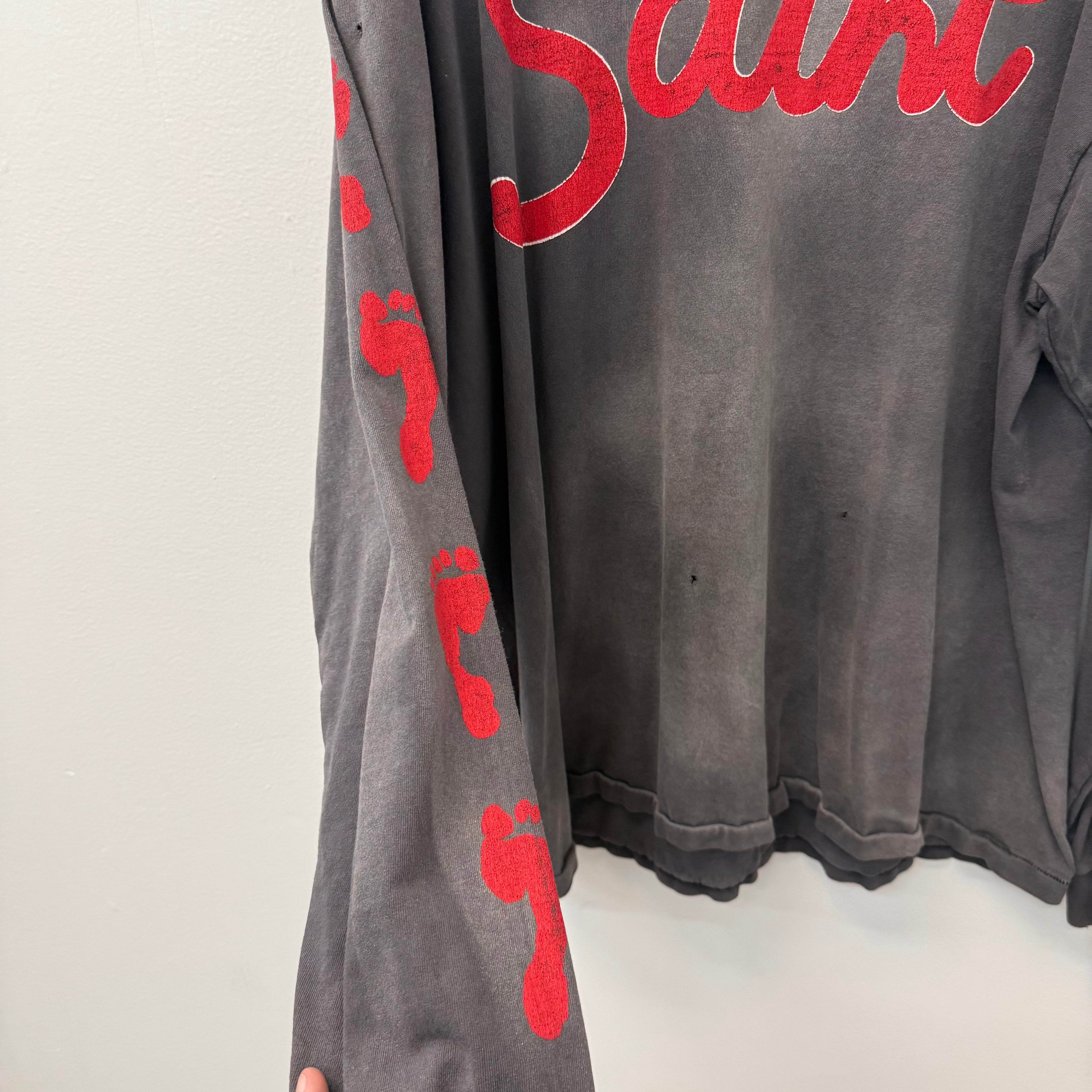 Saint Michael Footprint Jesus Longsleeve T-Shirt - Size XXL