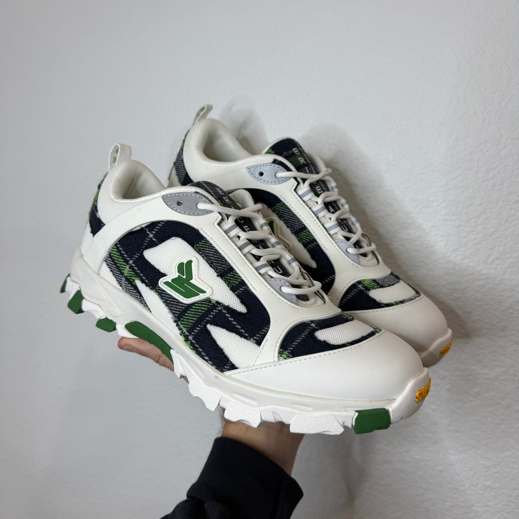 Eric Emanuel x Sicko BFP White Green Plaid Sneakers - Size 9.5