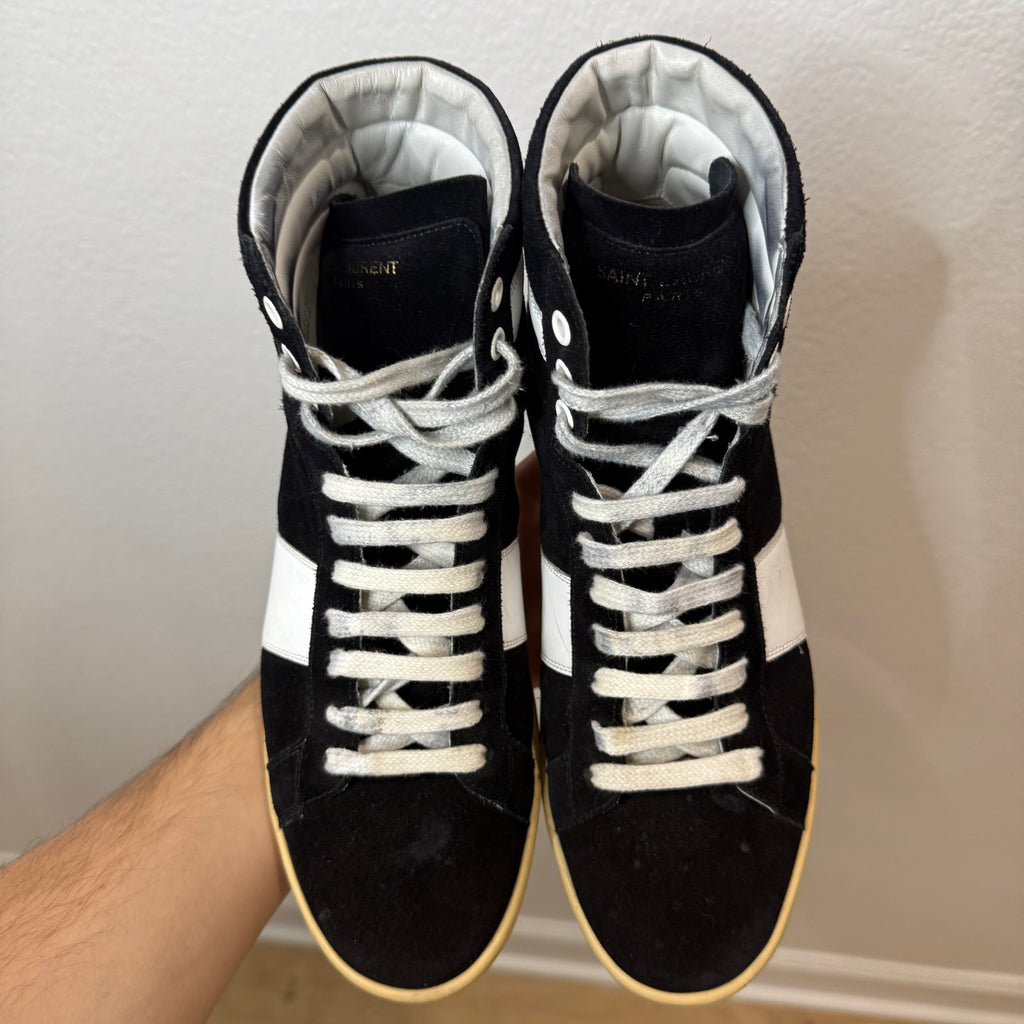 Saint Laurent SL/02H YSL Black Suede High Sneakers - Size 40.5 (US 7.5)