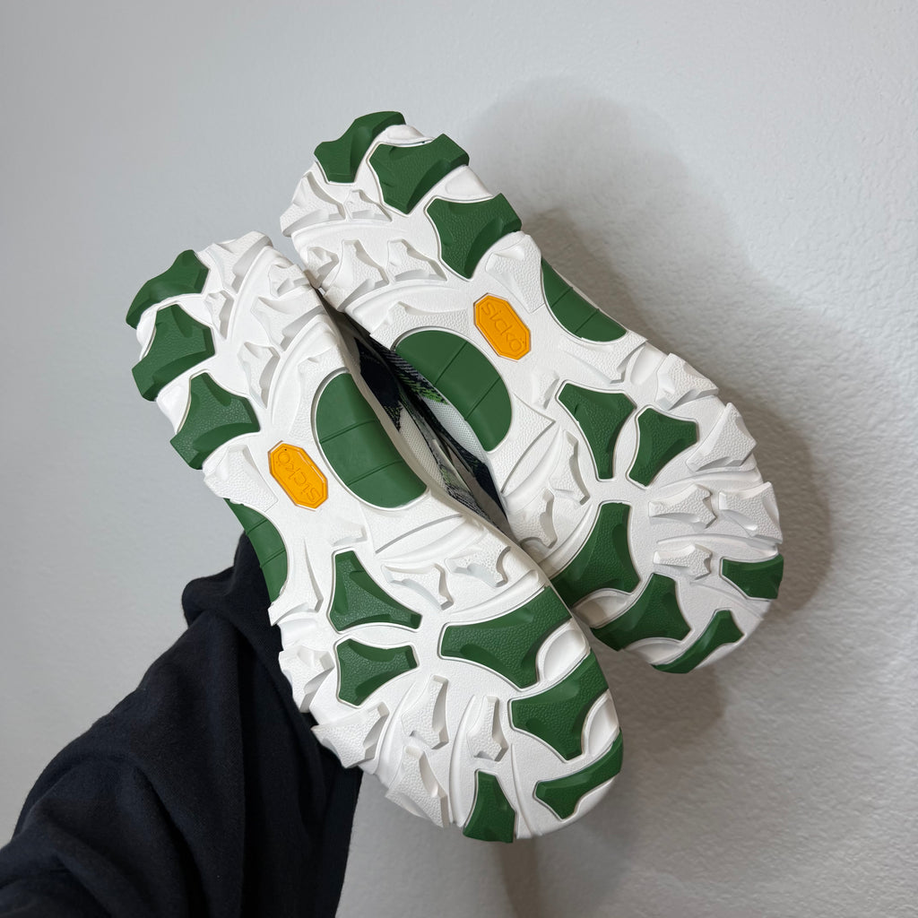 Eric Emanuel x Sicko BFP White Green Plaid Sneakers - Size 9.5