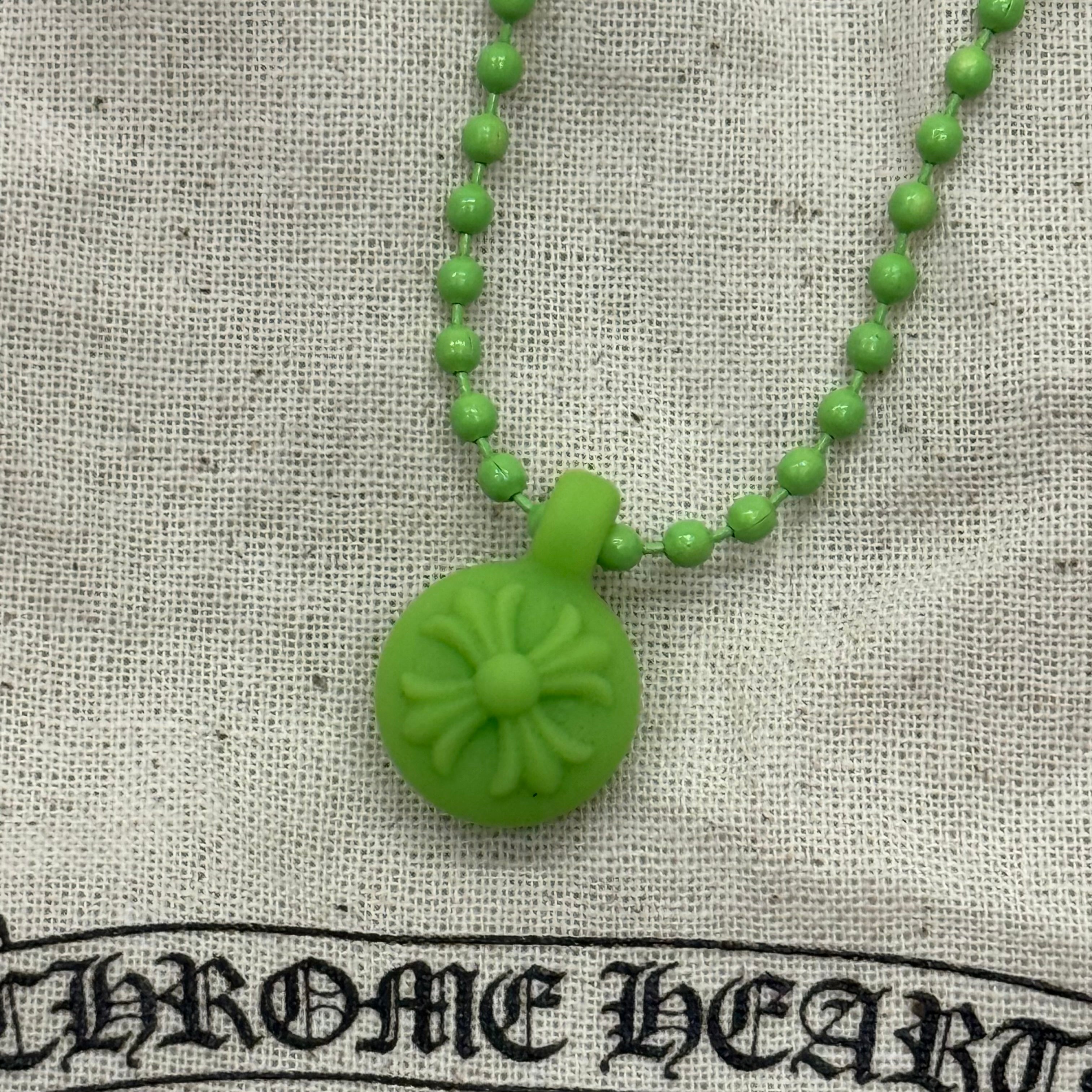 Chrome Hearts Green Plus Charm Necklace