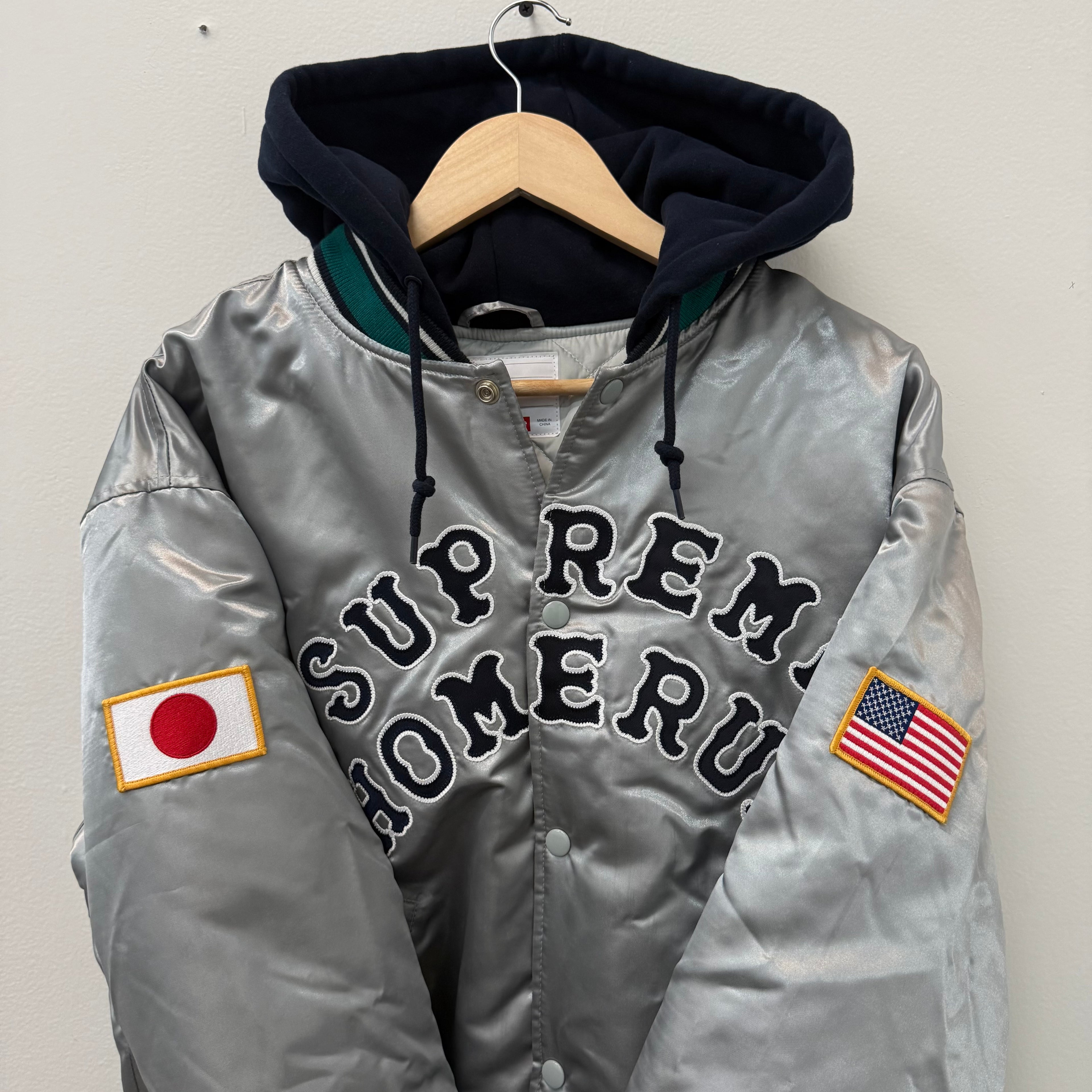 Supreme Homerun Satin Hooded Jacket - Size M