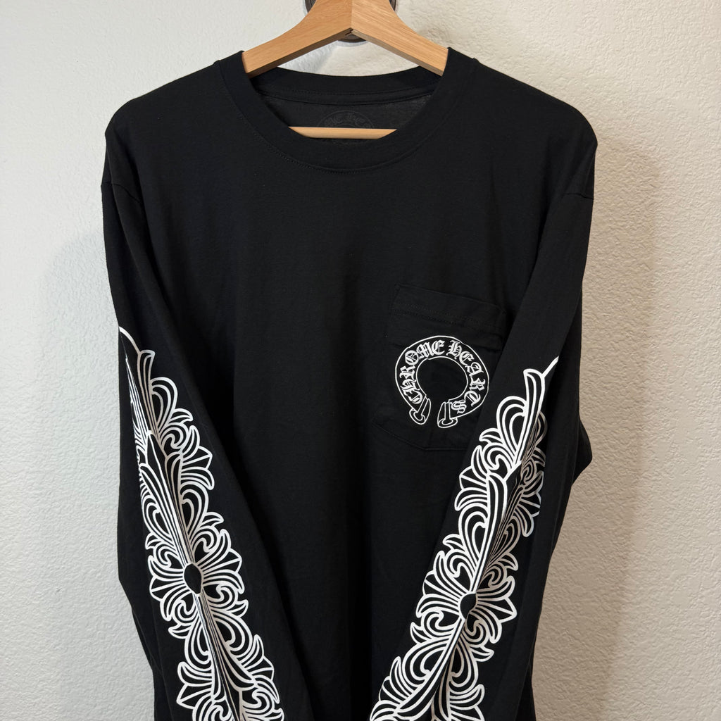 Chrome Hearts Floral Longsleeve Horseshoe Shirt Black