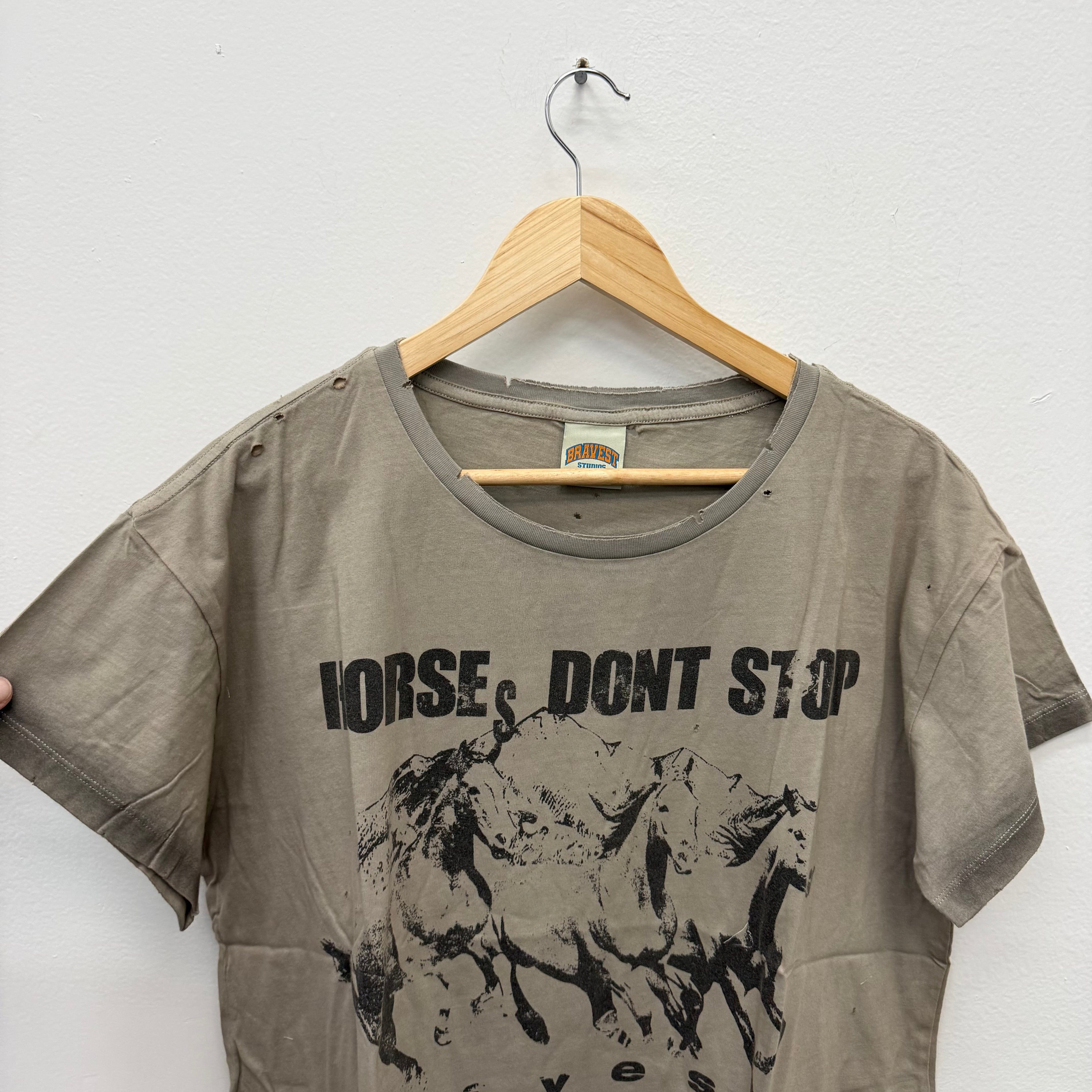 Bravest Studios Horses Dont Stop Distressed Shirt