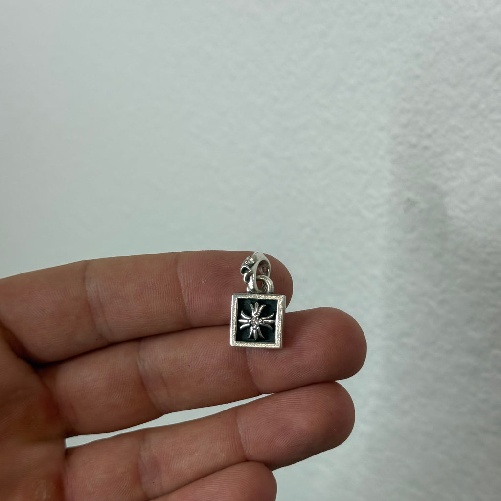 Chrome Hearts Pave Diamond Square Frame Pendant Silver