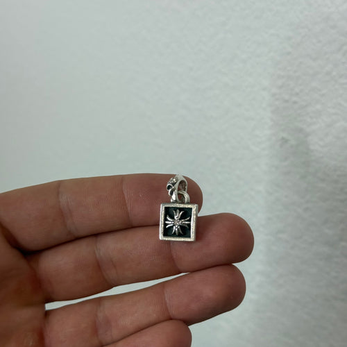 Chrome Hearts Pave Diamond Square Frame Pendant Silver