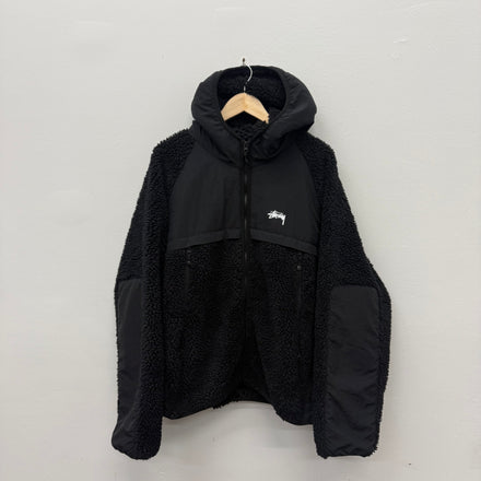 Stussy Fleece Zip Hooded Jacket - Size XL