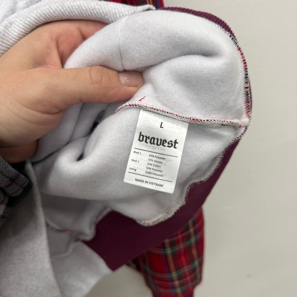 Bravest Studios Half Plaid University Zip Hoodie - Size L
