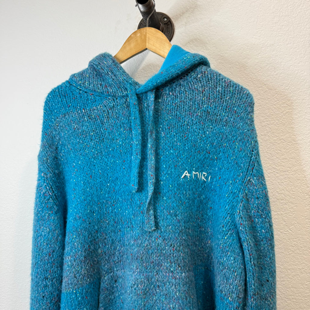Amiri Embroidery Knit Blue Hoodie - Size XL