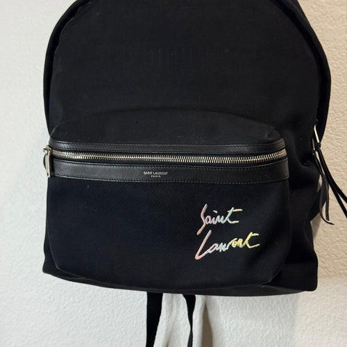 Saint Laurent Paris YSL Black Canvas Backpack