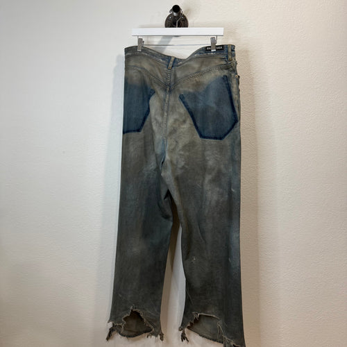 Balenciaga Mud Season Embroidered Reverse Pocket Denim Jeans - Size XL (36)