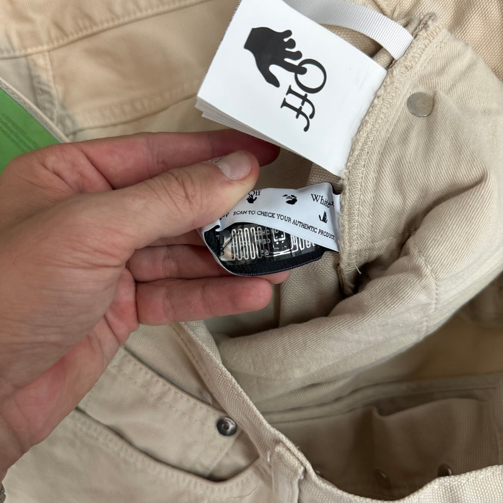 Off White Wave Canvas Shorts Beige - Size L