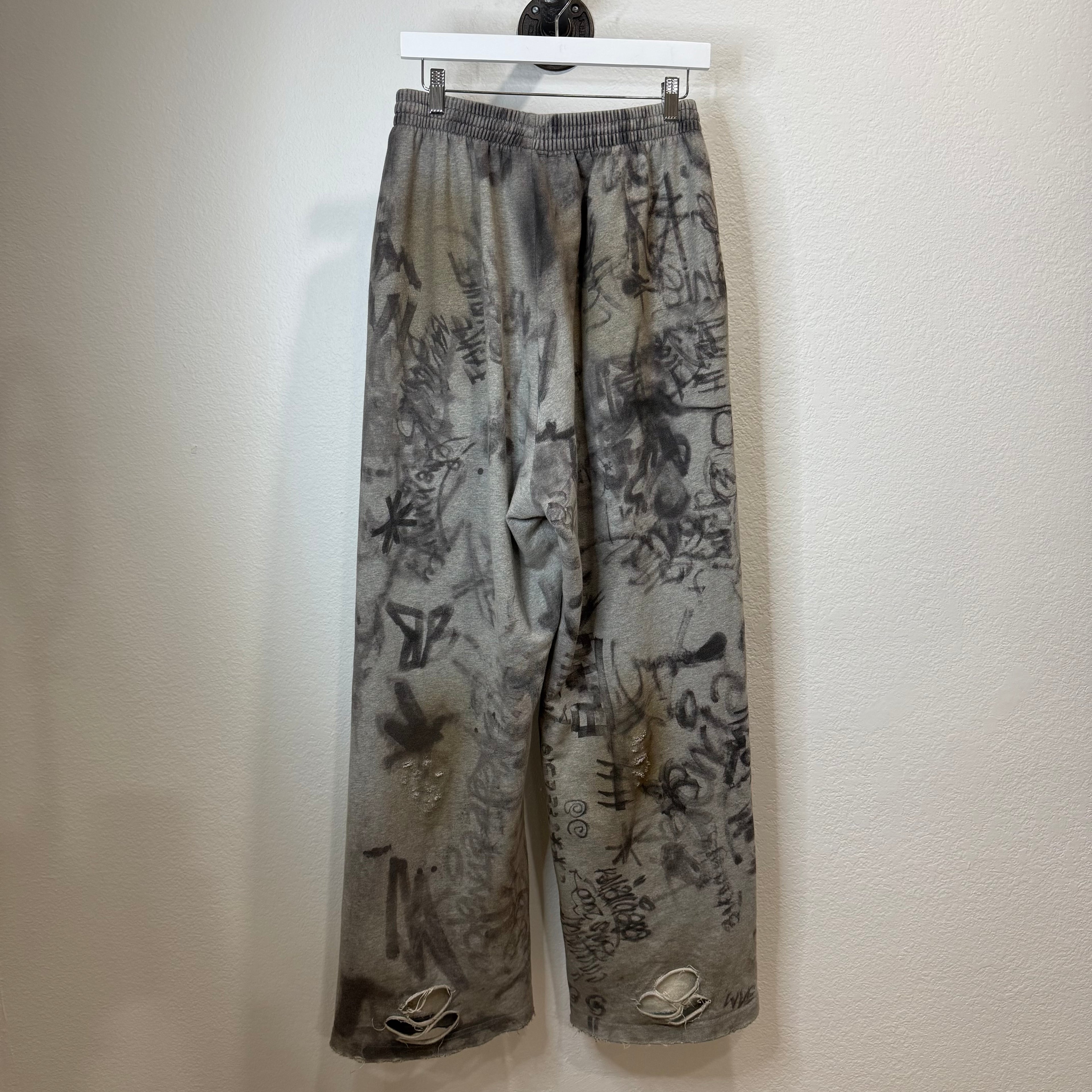 Balenciaga Gray Skater Grafitti Sweatpants - Size XS (30-32)