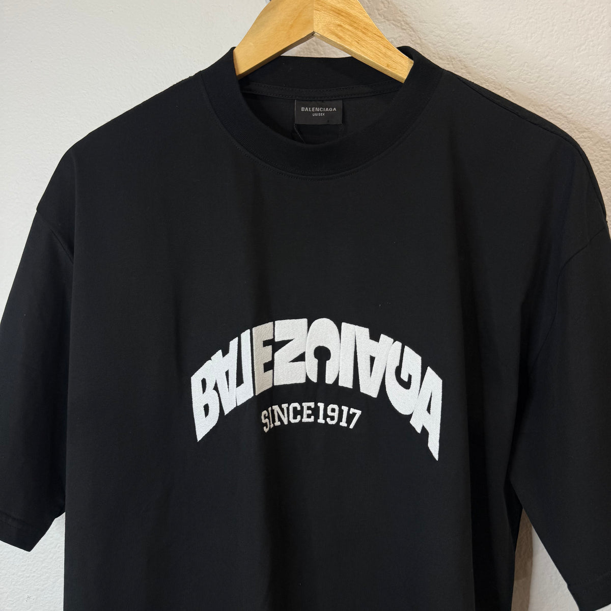 Balenciaga Curved Script Logo T-Shirt - Size M