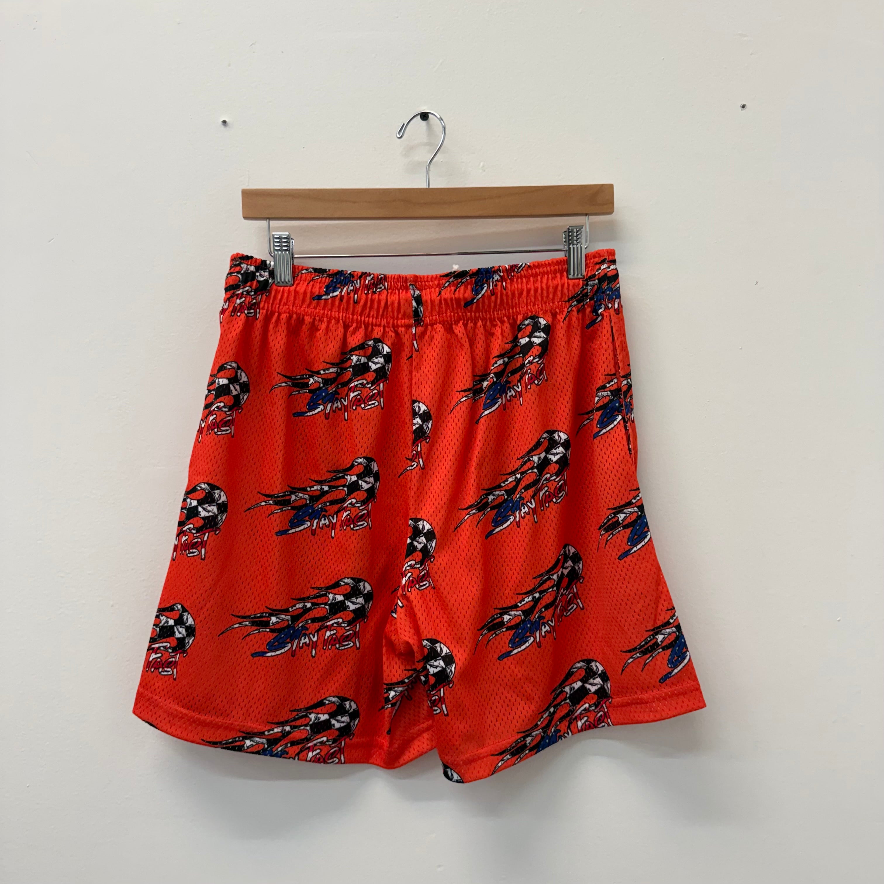 Eric Emanuel Matty Boy Orange Flames Mesh Shorts
