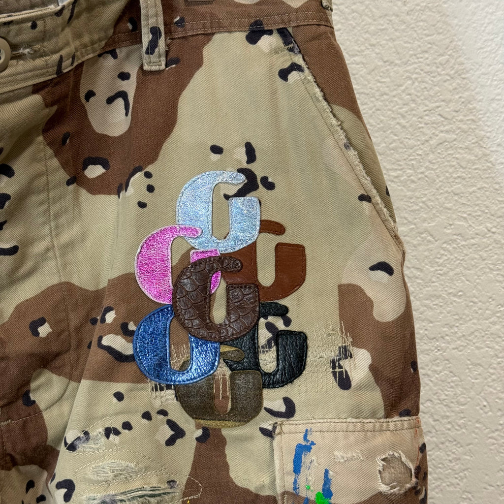Gallery Dept G Patch Sand Camo Patch Cargo Shorts - Size 37