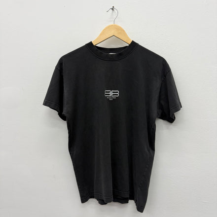 Balenciaga BB Logo Paris Black T-Shirt - Size XS