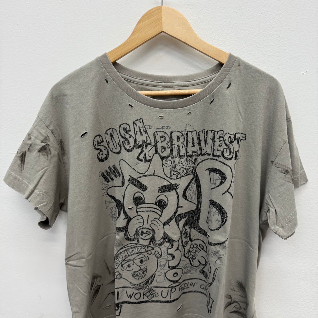 Bravest Studios Sosa Distressed Cropped Shirt Grey