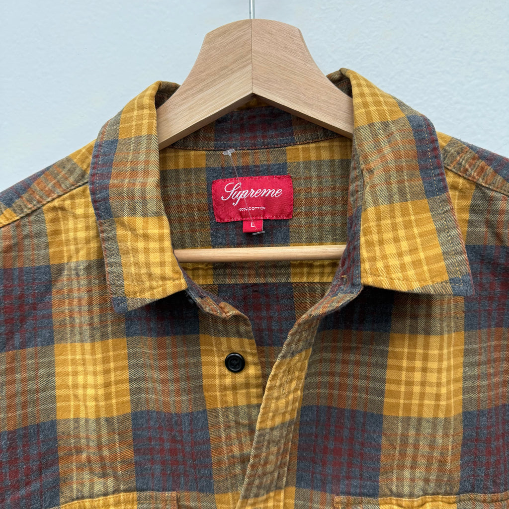 Supreme Flannel Longsleeve Shirt Yellow - Size L