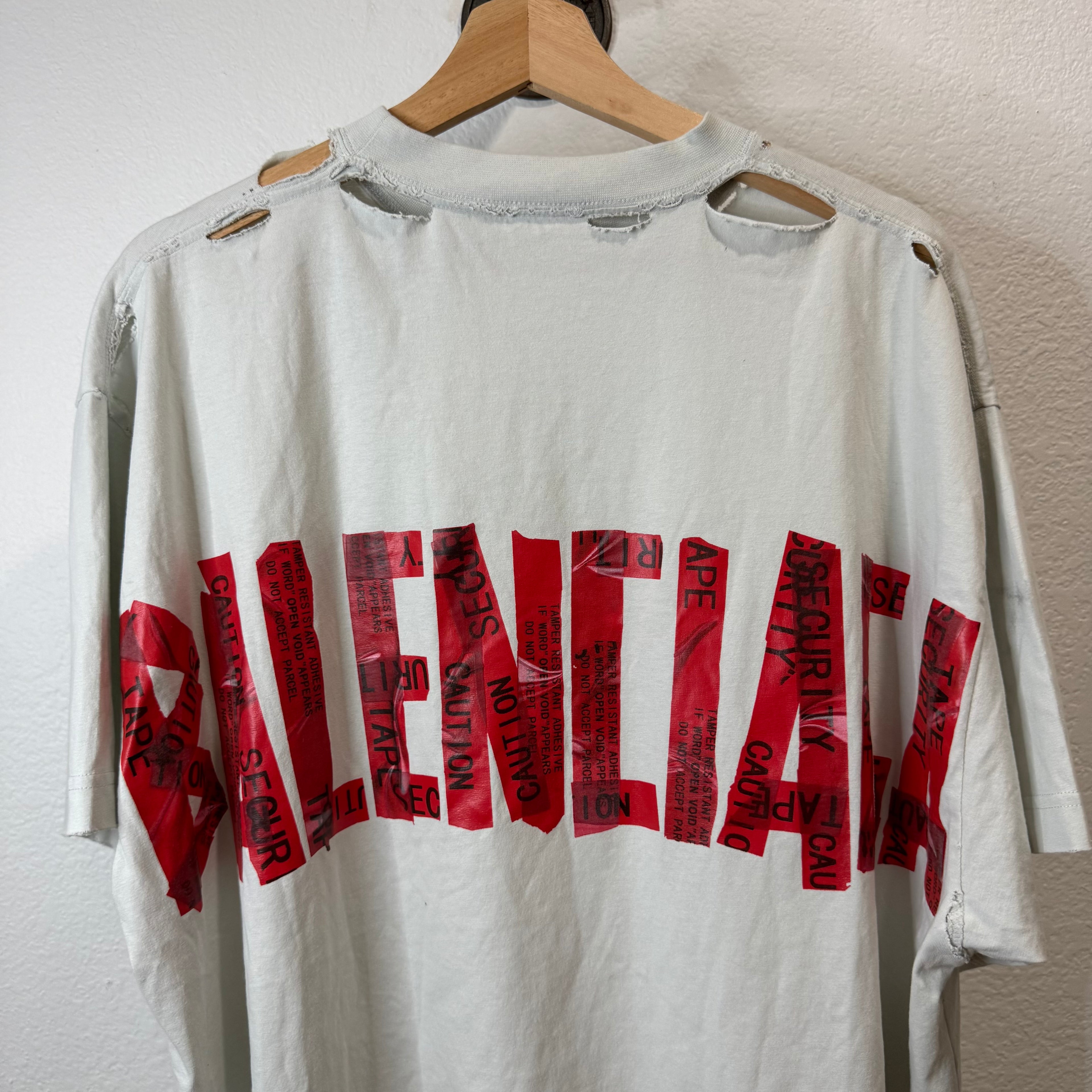 Balenciaga Red Security Tape T-Shirt - Size 2 (L/XL)