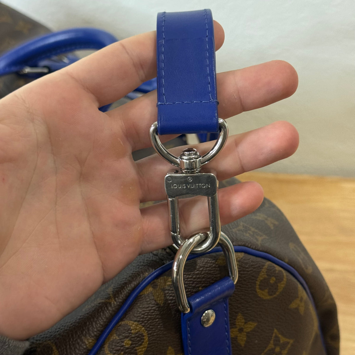 Louis Vuitton Monogram Keepall Bandouliere Weekender Duffle Bag 50 Blue