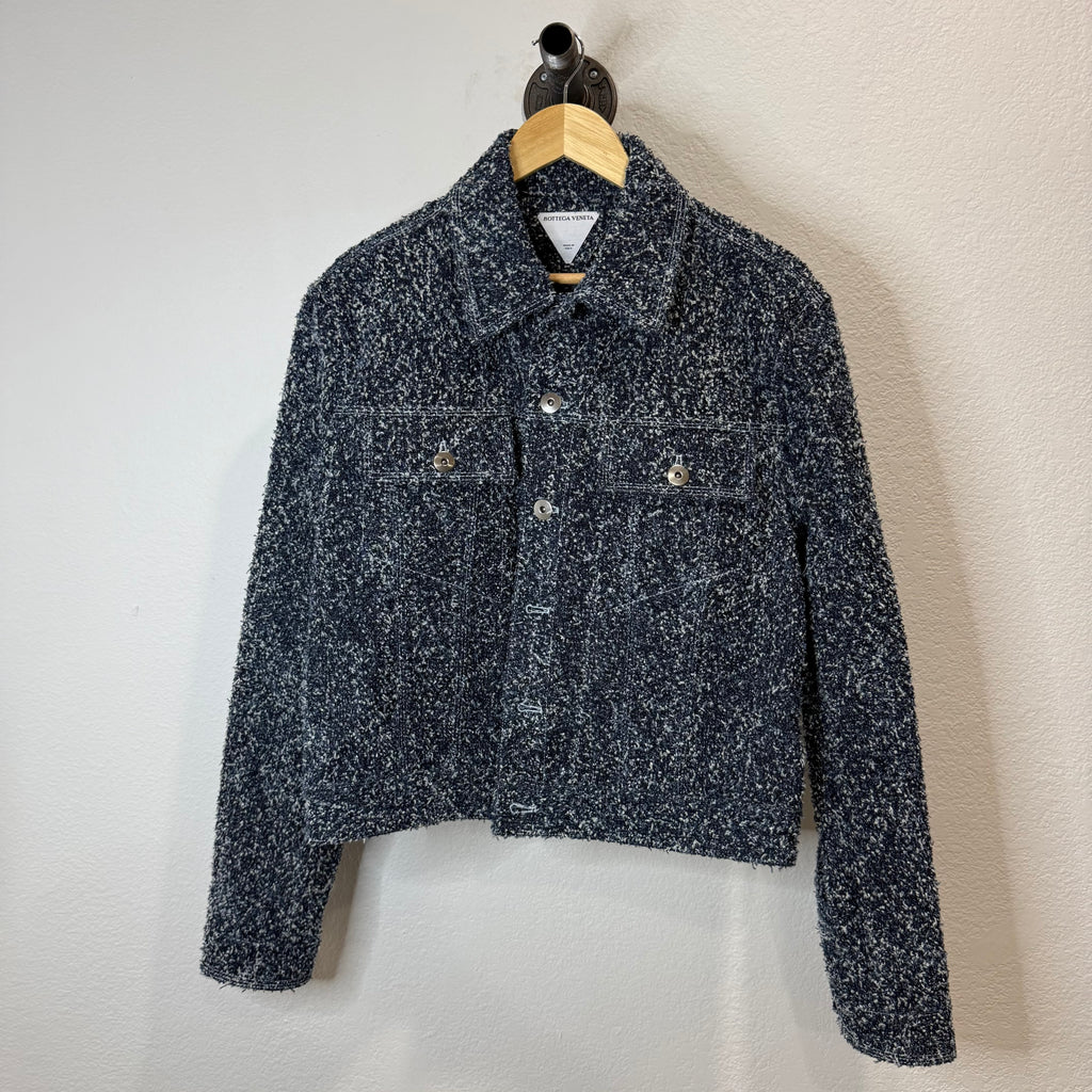 Bottega Veneta Cotton-Bouclé Indigo Button Jacket - Size 50 (L)