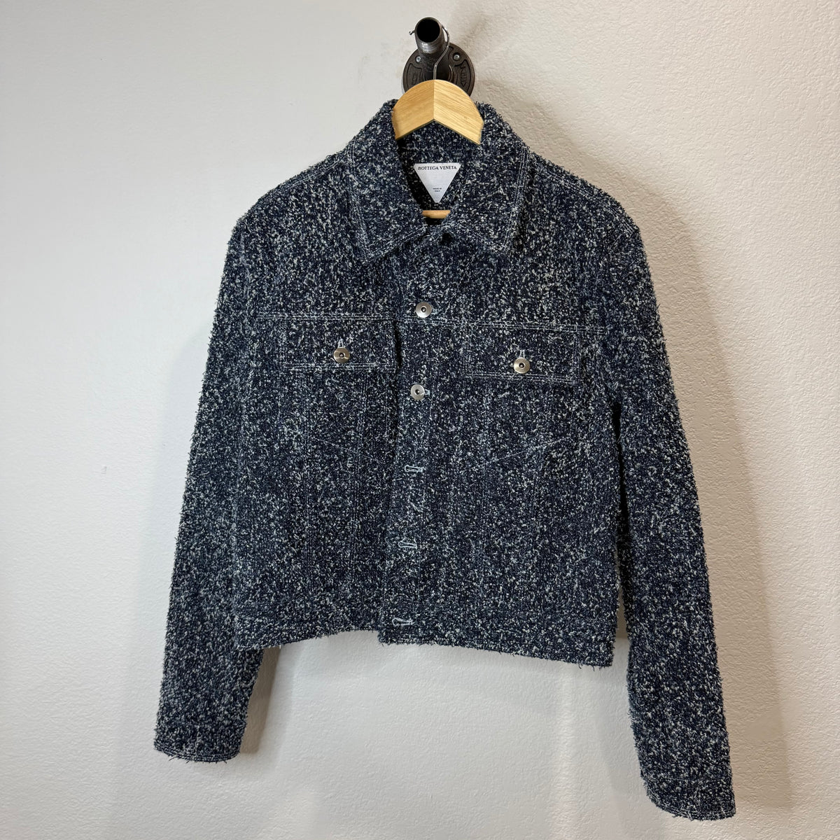 Bottega Veneta Cotton-Bouclé Indigo Button Jacket - Size 50 (L)