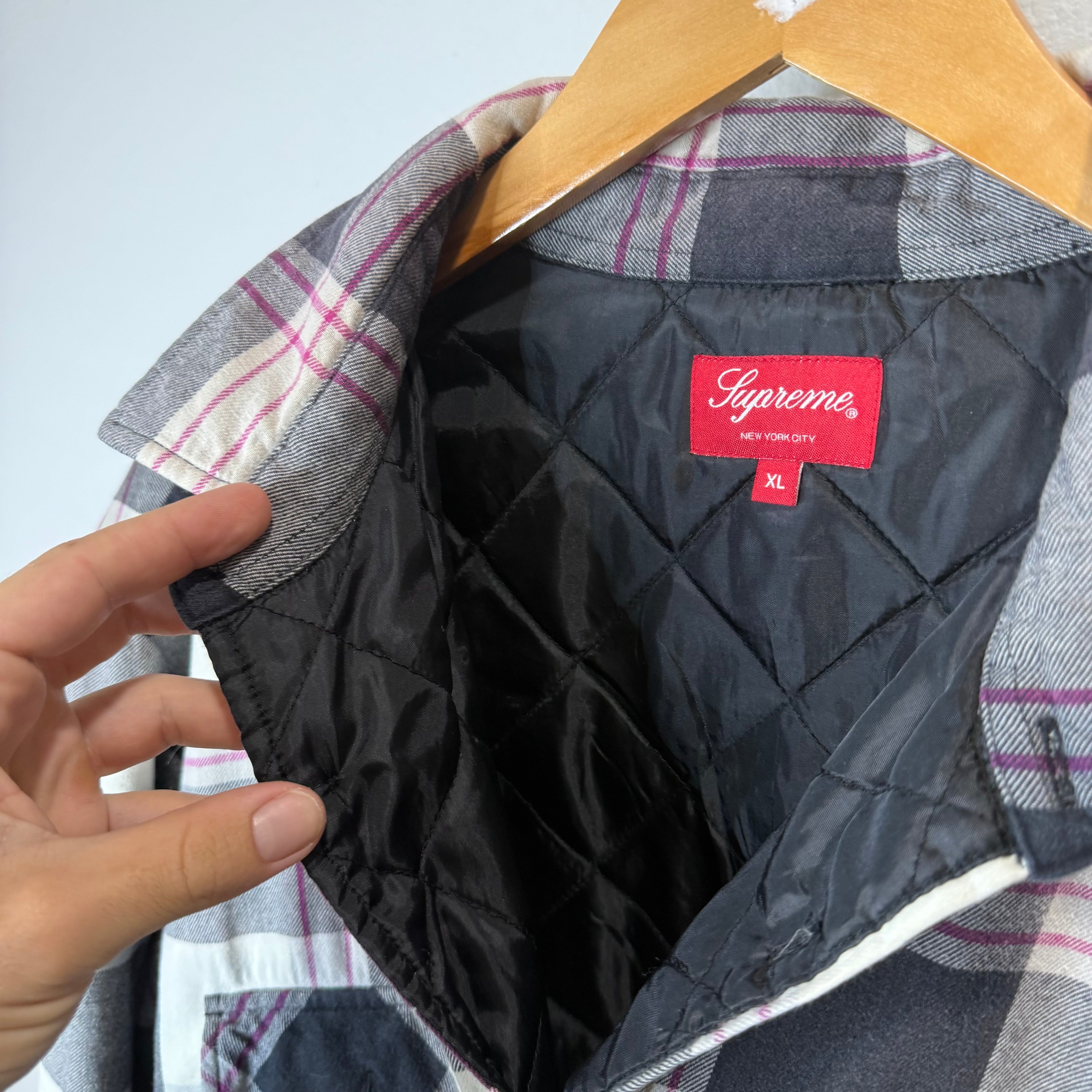 Supreme Quilted Flannel Button Up Shirt - Size XL