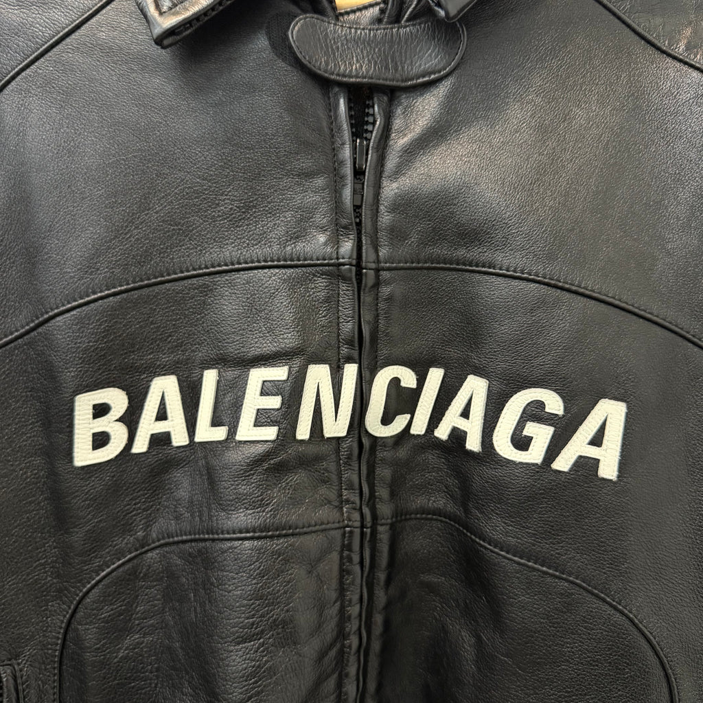 Balenciaga FW19 Contrast Moto Buffalo Leather Jacket - Size 48 (M)