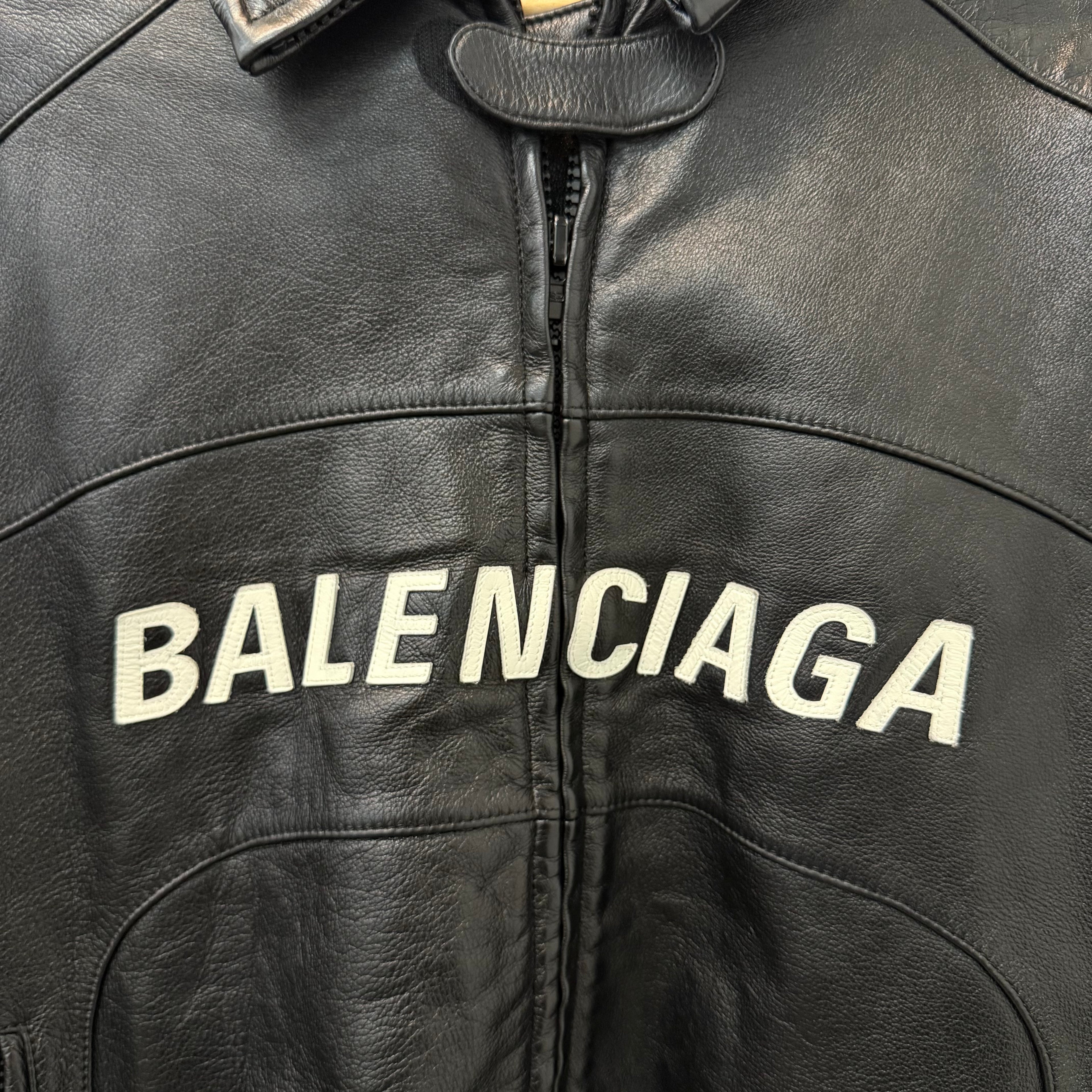 Balenciaga FW19 Contrast Moto Buffalo Leather Jacket - Size 48 (M)