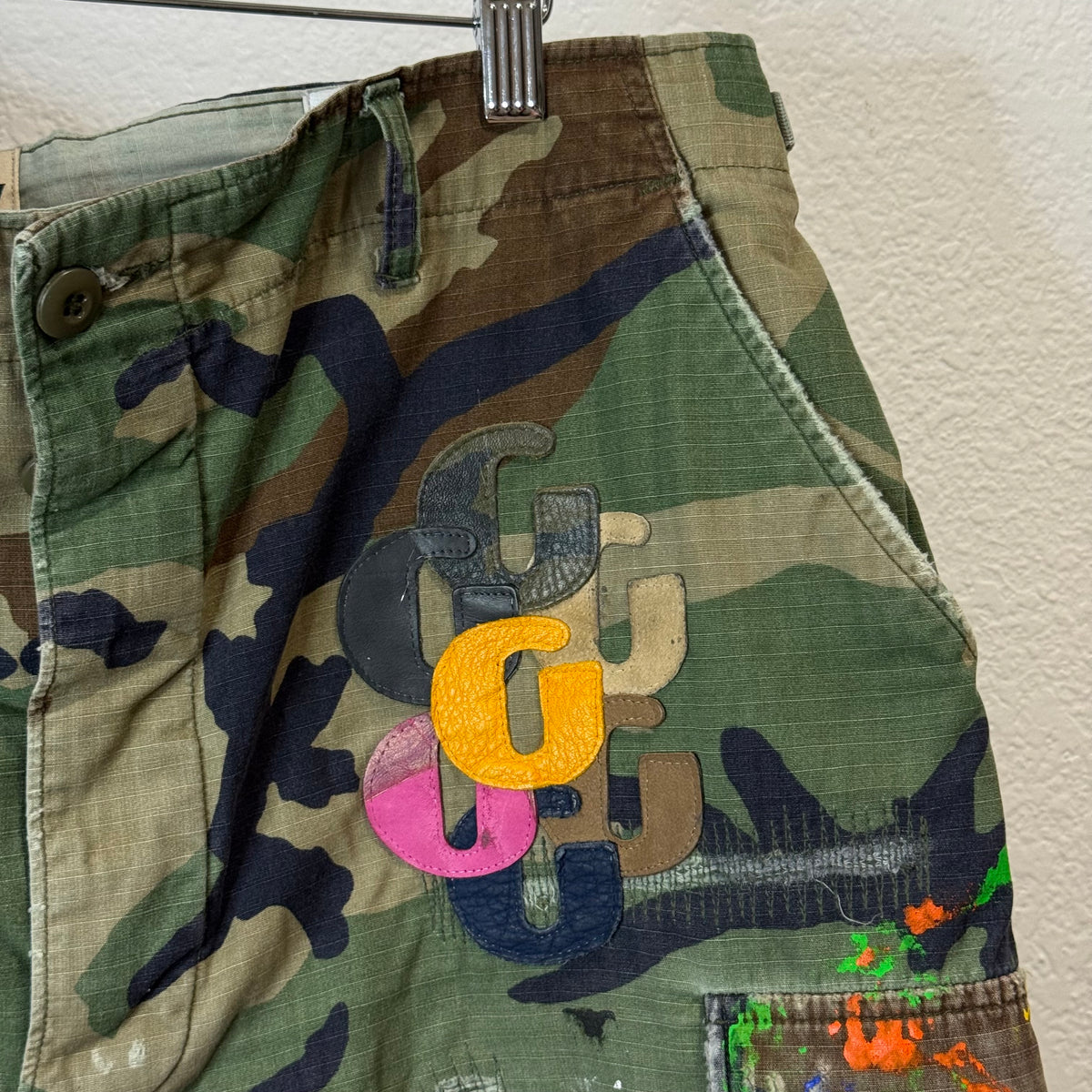 Gallery Dept G Patch Wood Camo Patch Cargo Shorts - Size 36