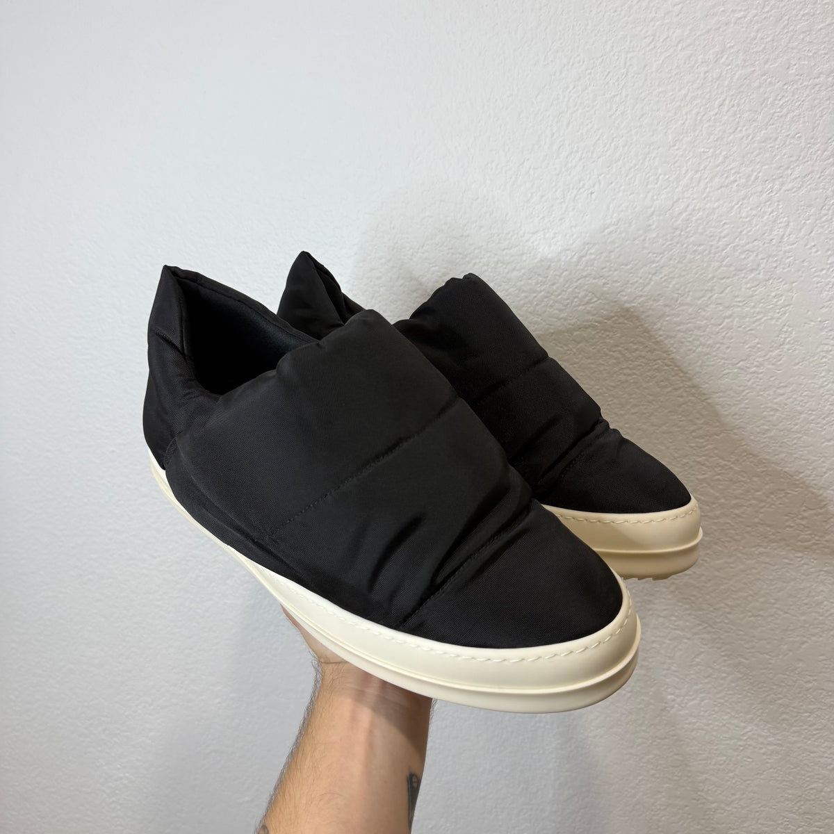 Rick Owens DRKSHDW Nylon Puffer Slip On Sneakers Milk - Size 46 (13)