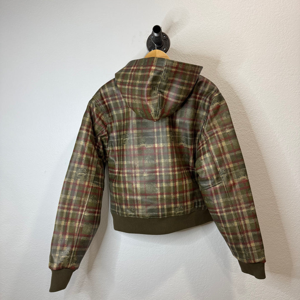 74 is War Leather Plaid Zip Jacket - Size M
