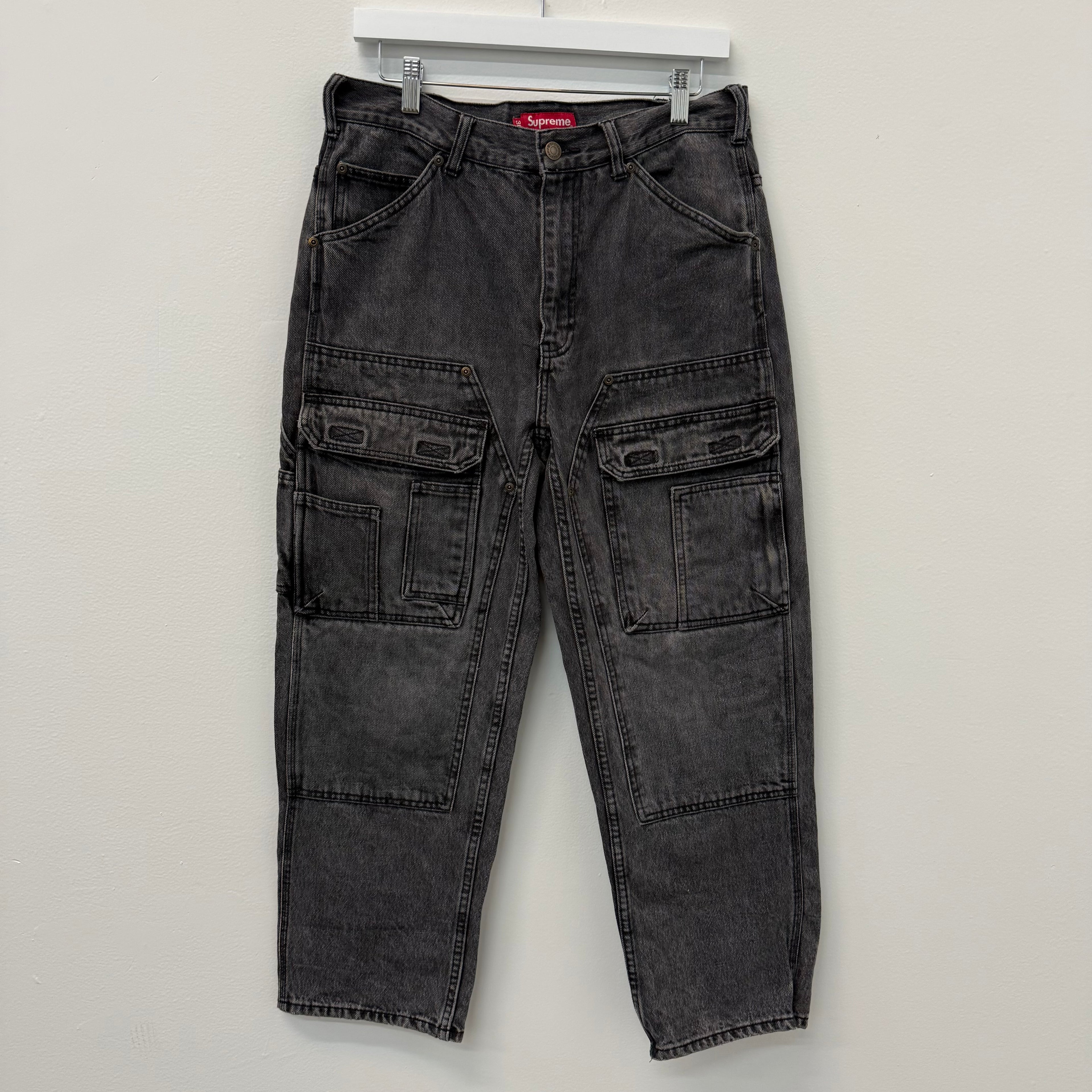 Supreme Black Cargo Denim Jeans - Size 30