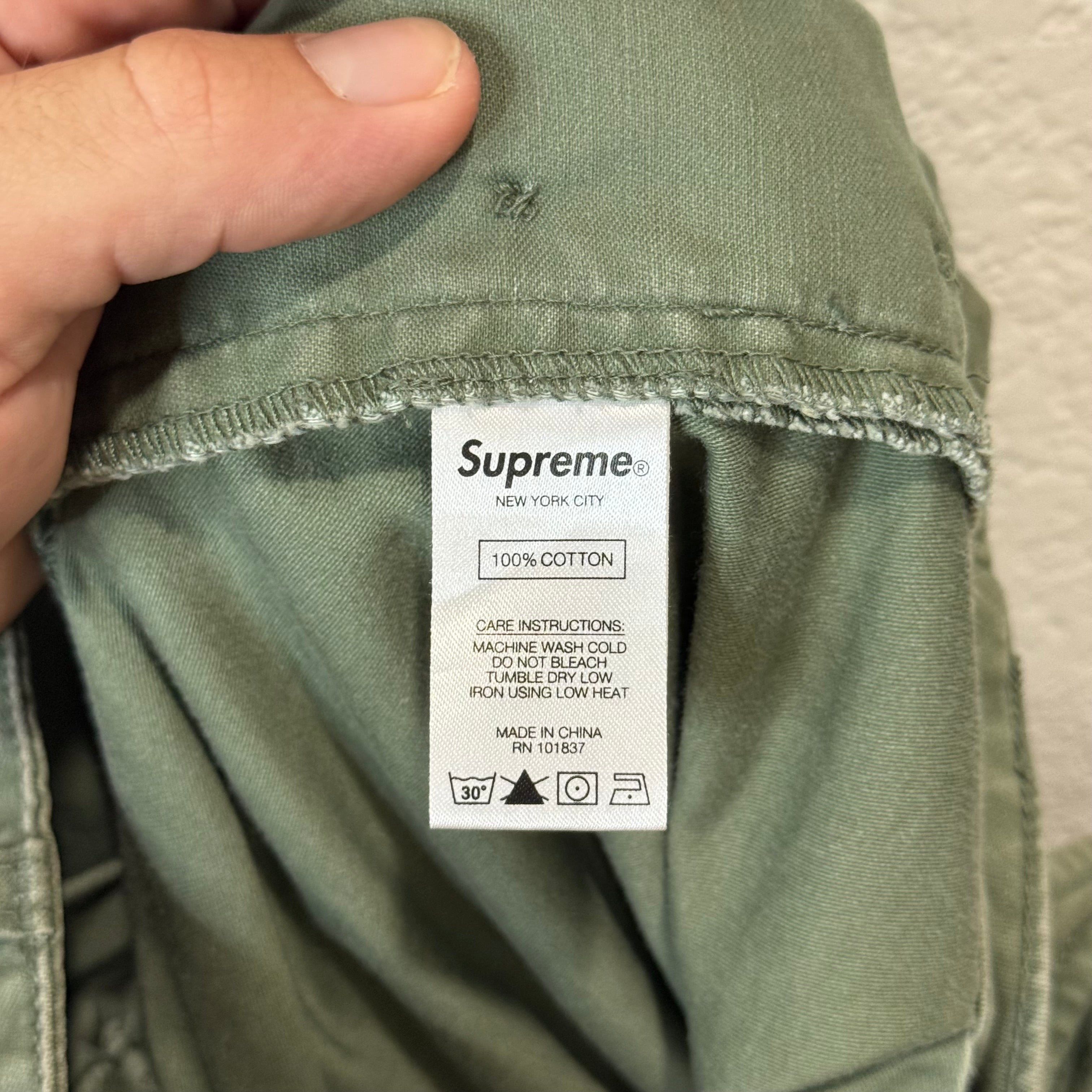 Supreme Olive Cargo Pants - Size 34