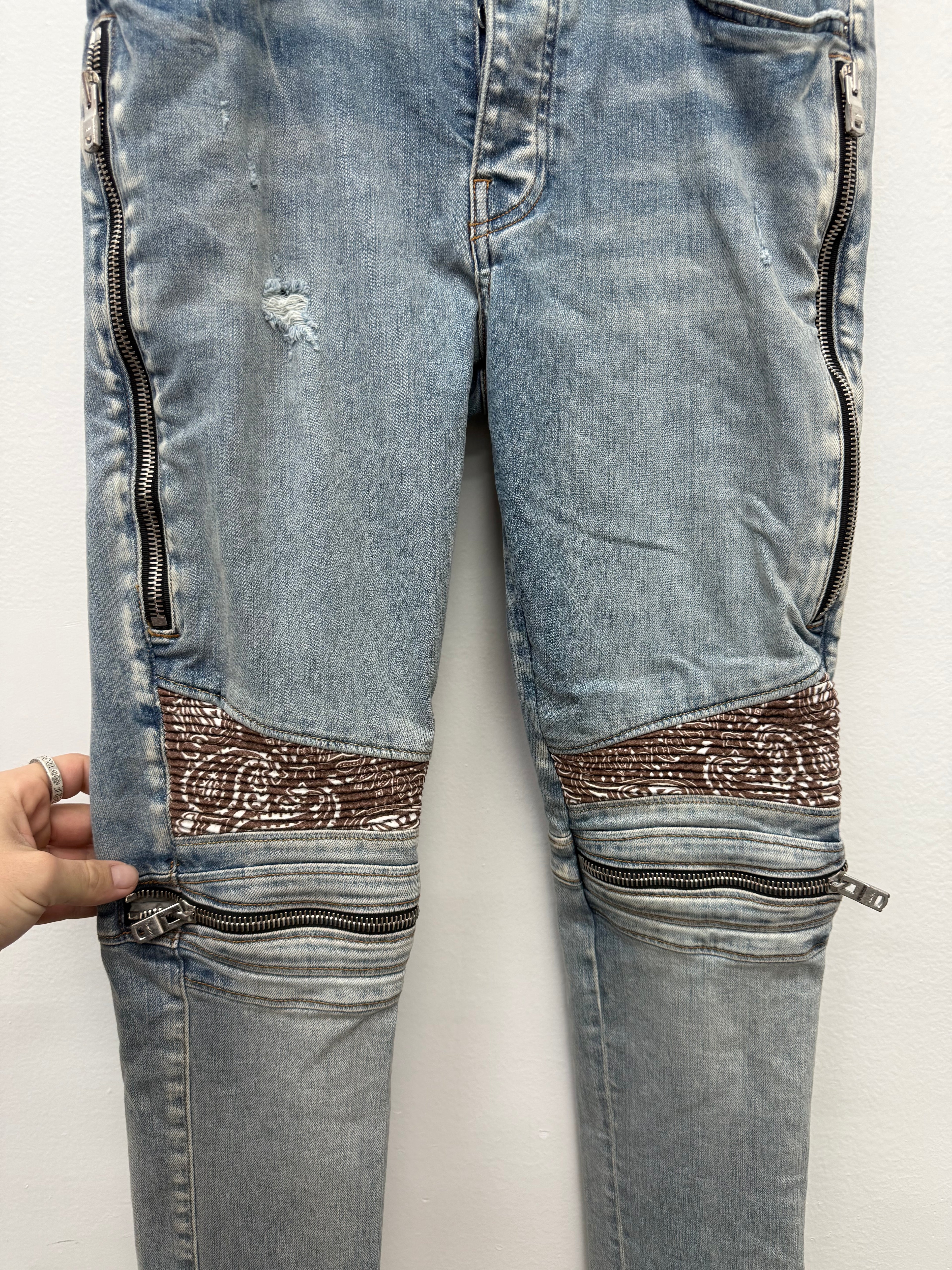 Amiri Bandana Zipper Denim Jeans - Size 33