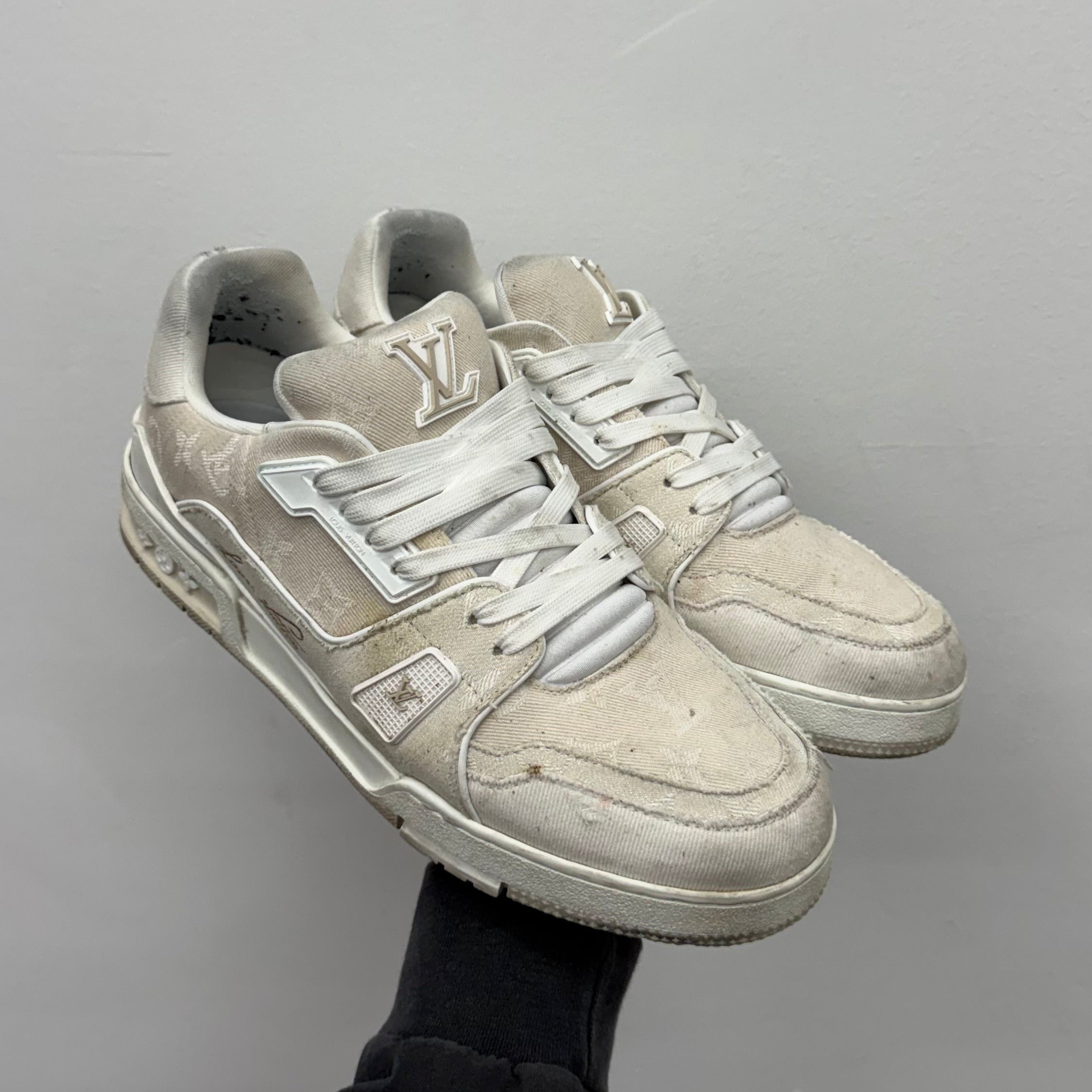 Louis Vuitton Canvas Monogram Trainer Sneakers White - LV 10 (Fits US 11.5)
