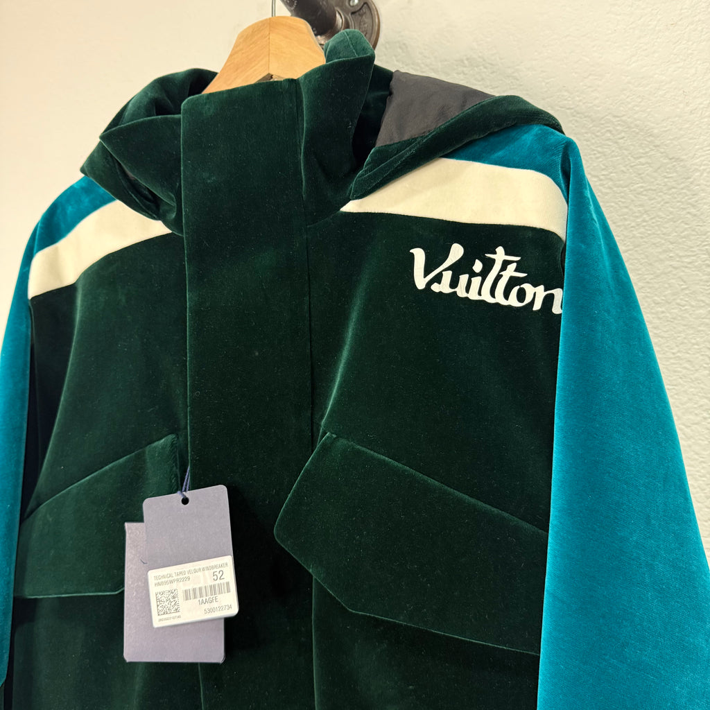 Louis Vuitton Virgil Abloh Green Velvet Windbreak Tech Jacket - Size 52 (XL)