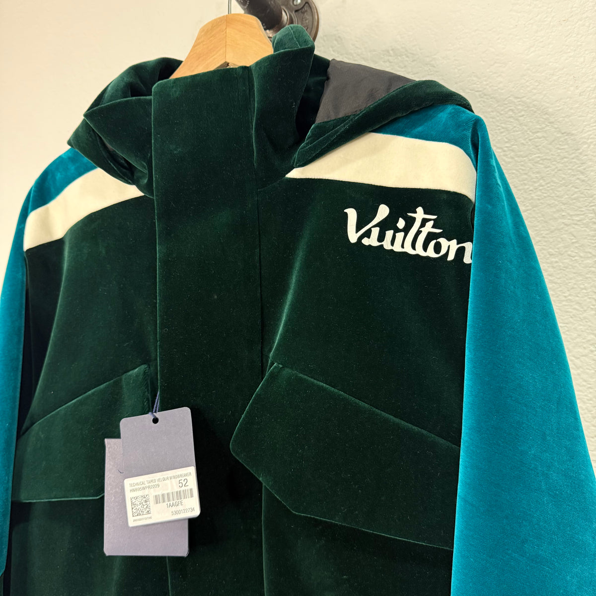Louis Vuitton Virgil Abloh Green Velvet Windbreak Tech Jacket - Size 52 (XL)