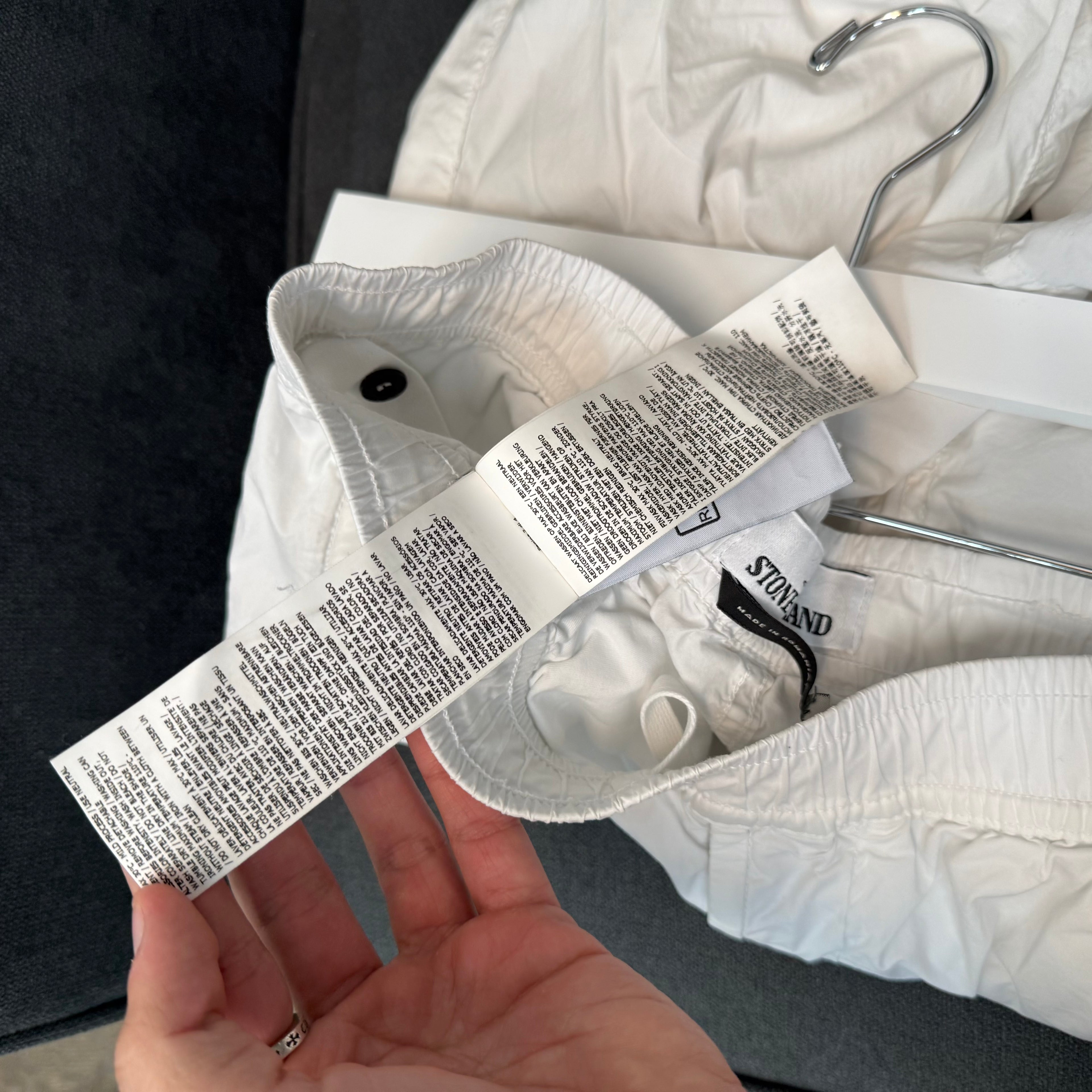 Stone Island White Cargo Jogger Sweatpants - Size 30