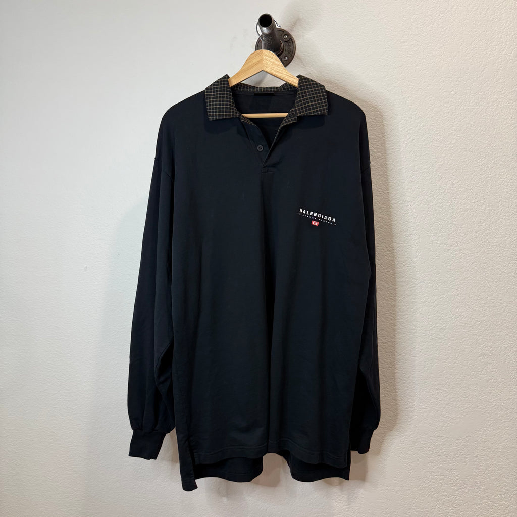 Balenciaga Plaid Collar Longsleeve Polo Shirt - Size 1 (Fits XL)
