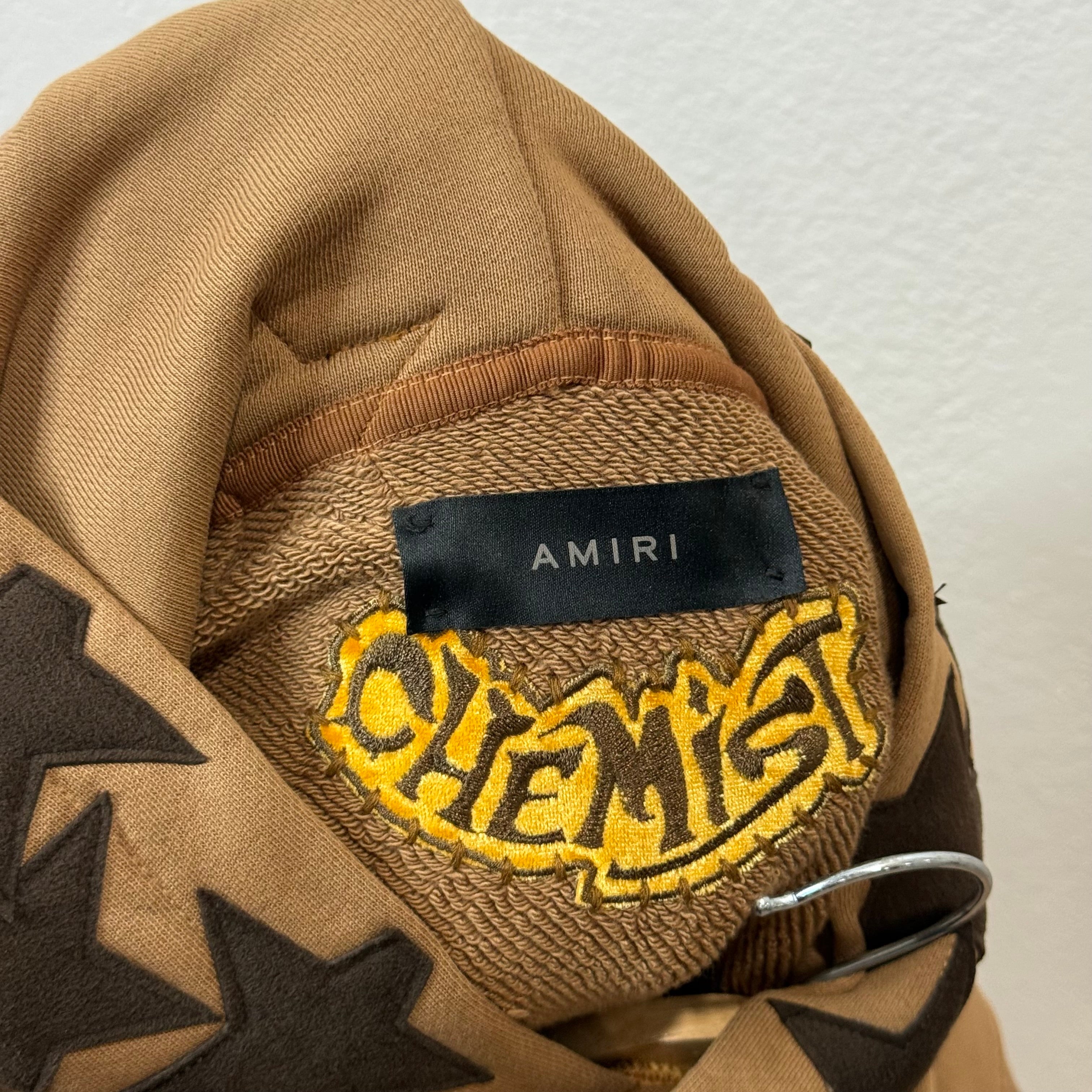 Amiri Star Patch Chemist Hoodie Brown - Size XS