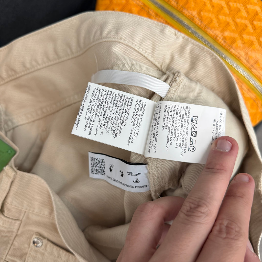 Off White Wave Canvas Shorts Beige - Size L