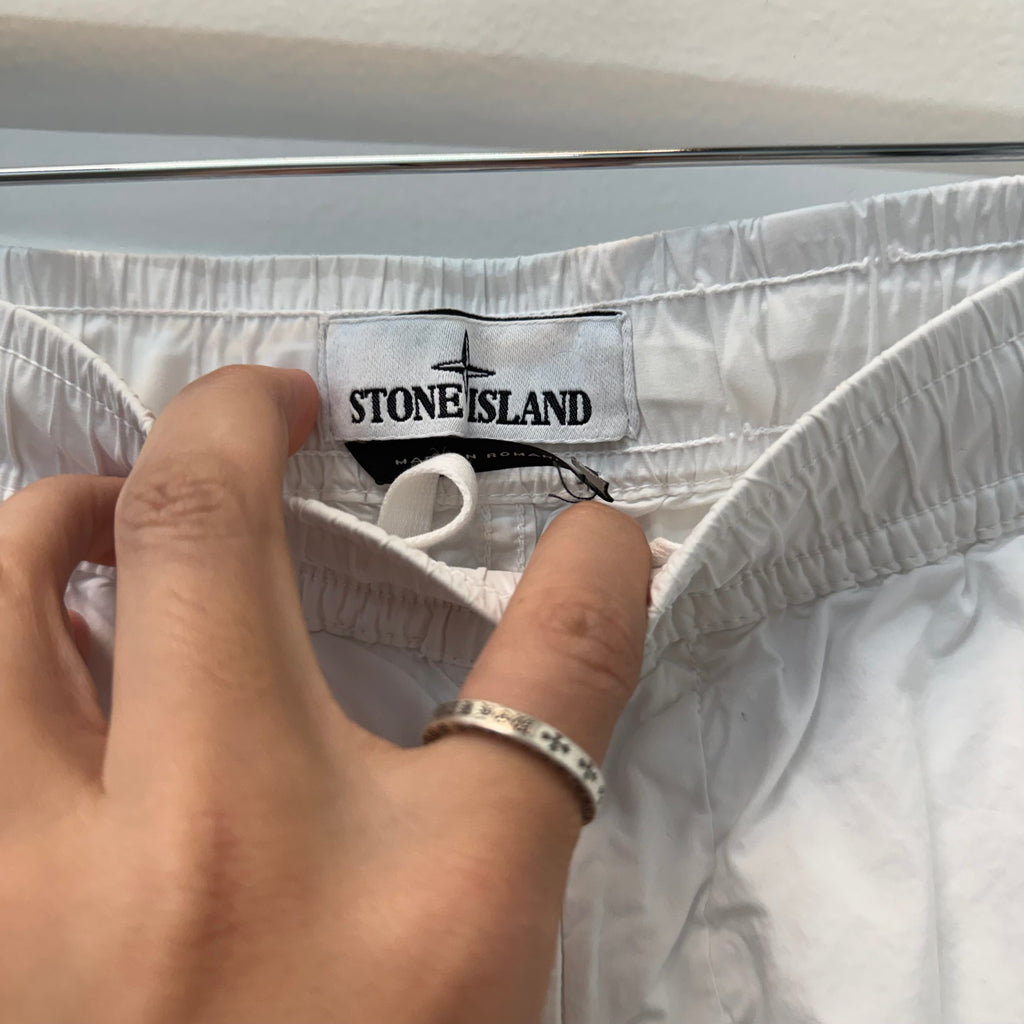 Stone Island White Cargo Jogger Sweatpants - Size 30