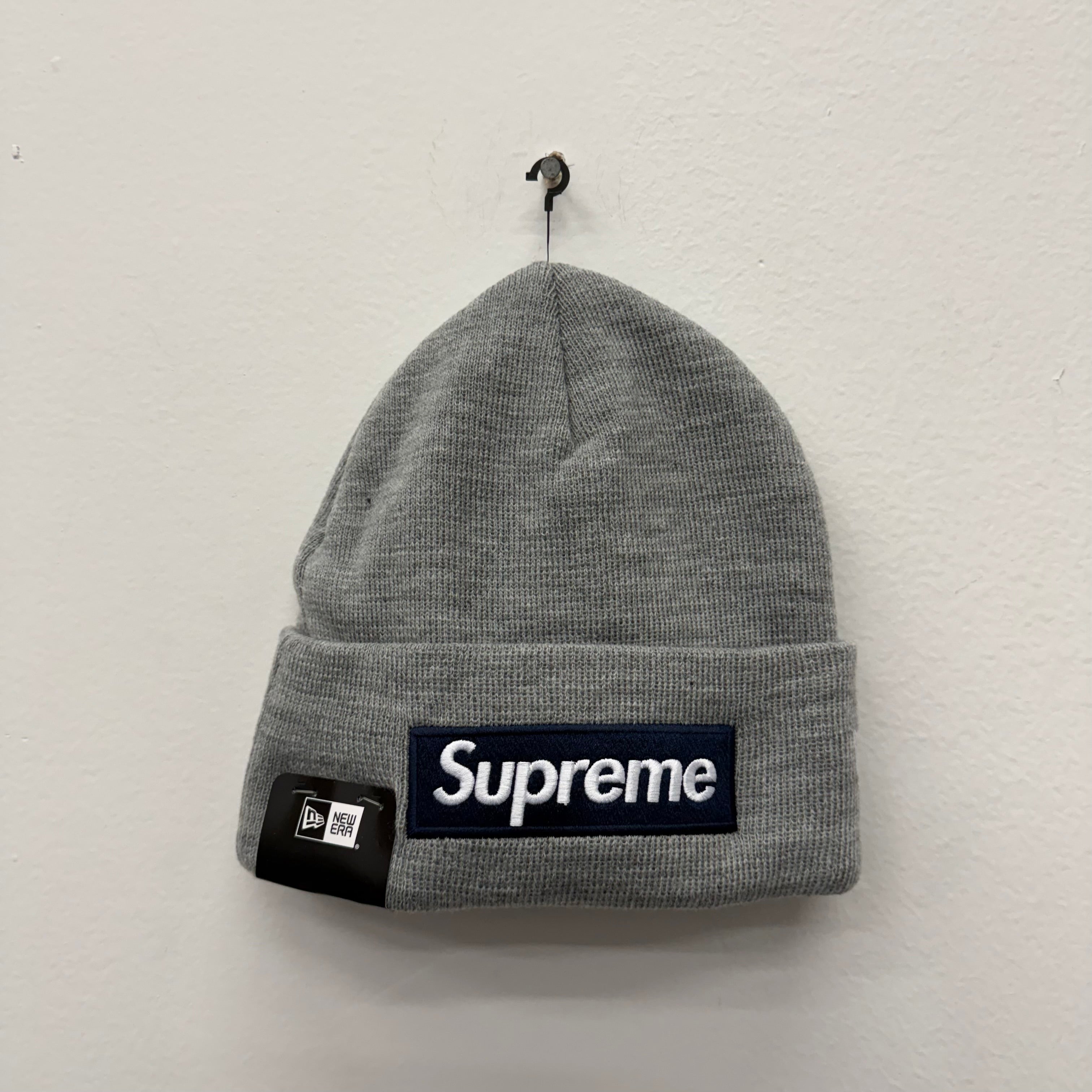 Supreme New Era Heather Grey Box Logo Beanie FW25