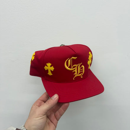 Chrome Hearts Red Yellow CH Patch Trucker Hat NEW
