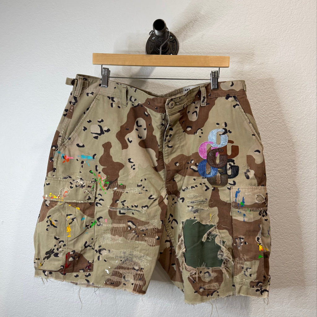 Gallery Dept G Patch Sand Camo Patch Cargo Shorts - Size 37