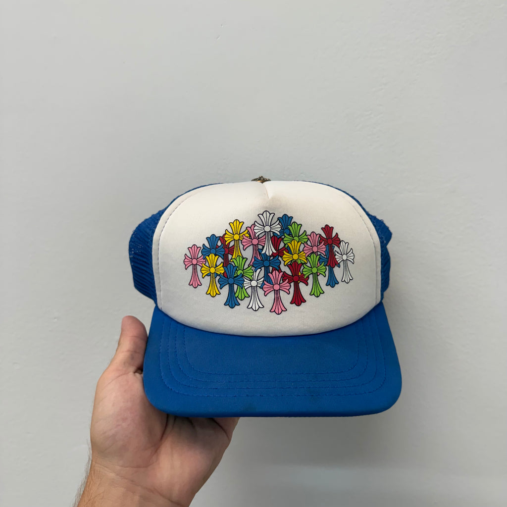 Chrome Hearts Multi Cross Cemetery Blue Trucker Hat